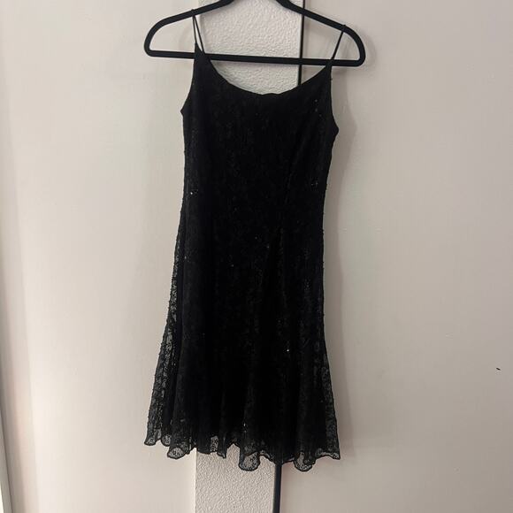 Alex Evenings Black Sparkly Embellished Insane Y2k Midi 90s Dress Fairy Cottage - Picture 2 of 3